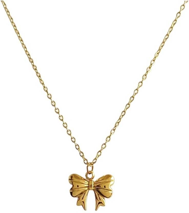 Petite Golden Bow Necklace