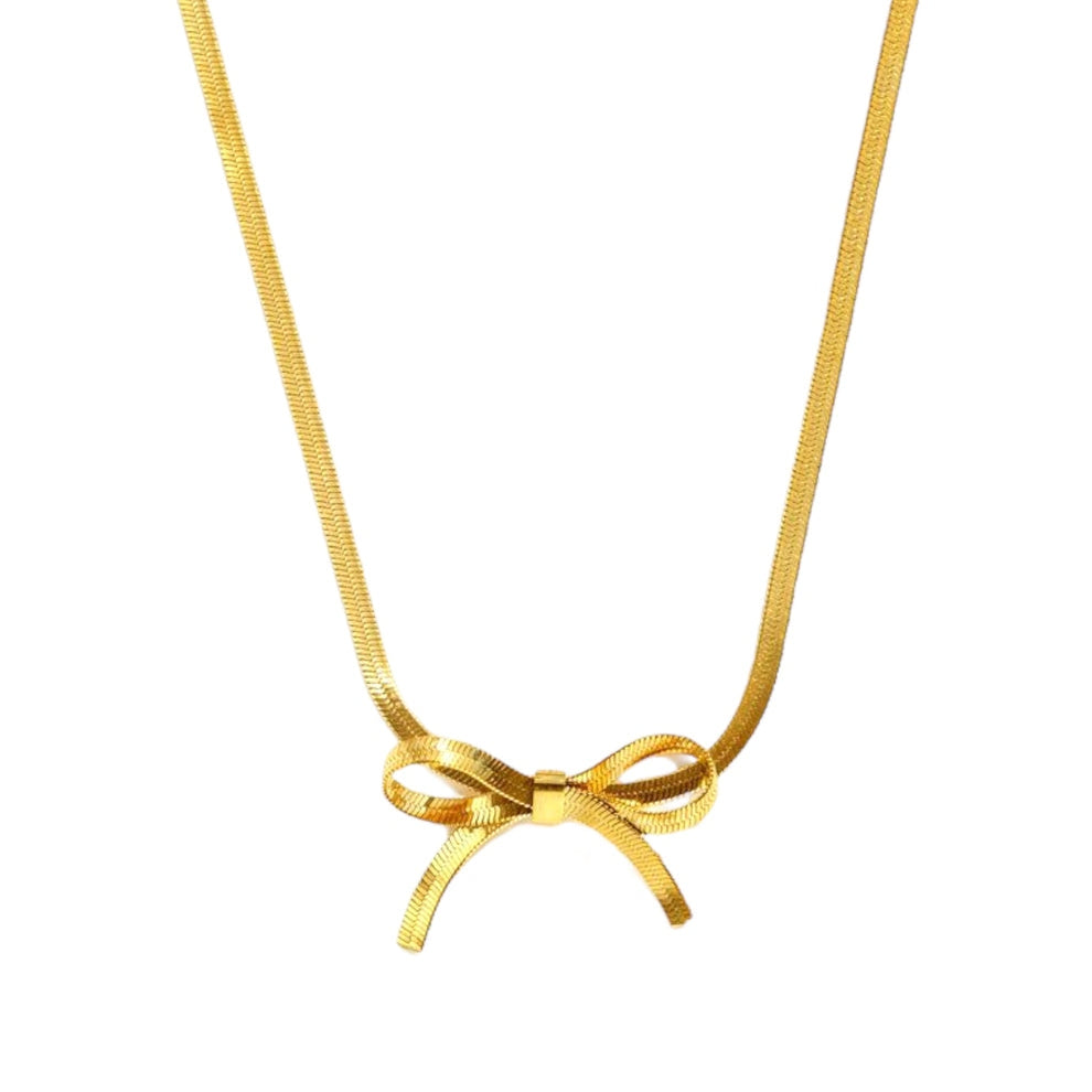 Dainty Golden Bow Necklace