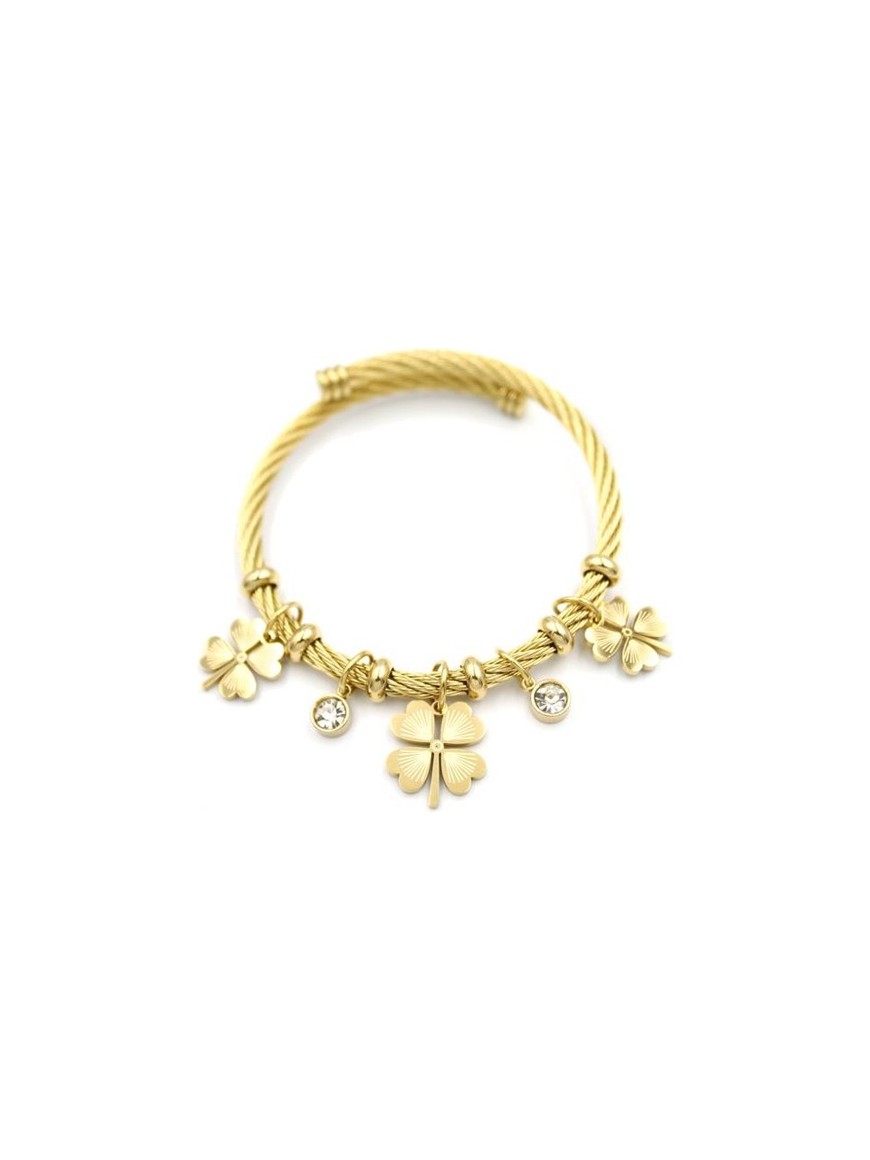 Gold Clover Charm Bangle