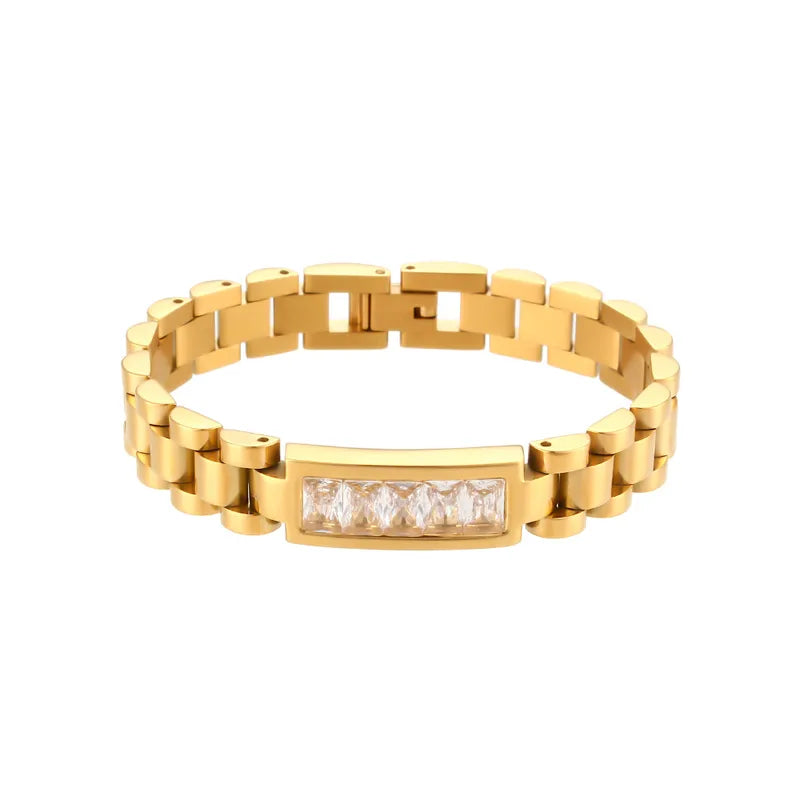 Gold Link Stone Bracelet