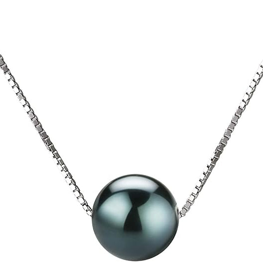 Midnight Pearl Solitaire Necklace