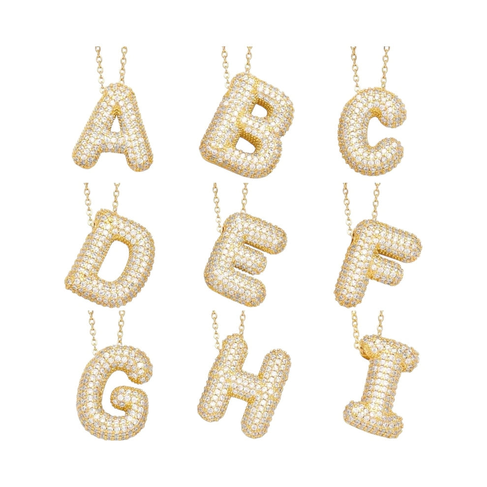Gold Pave Initial Necklace