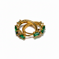 Gold Emerald Crystal Huggies