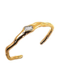 Gold Wavy Cuff with Clear Stone