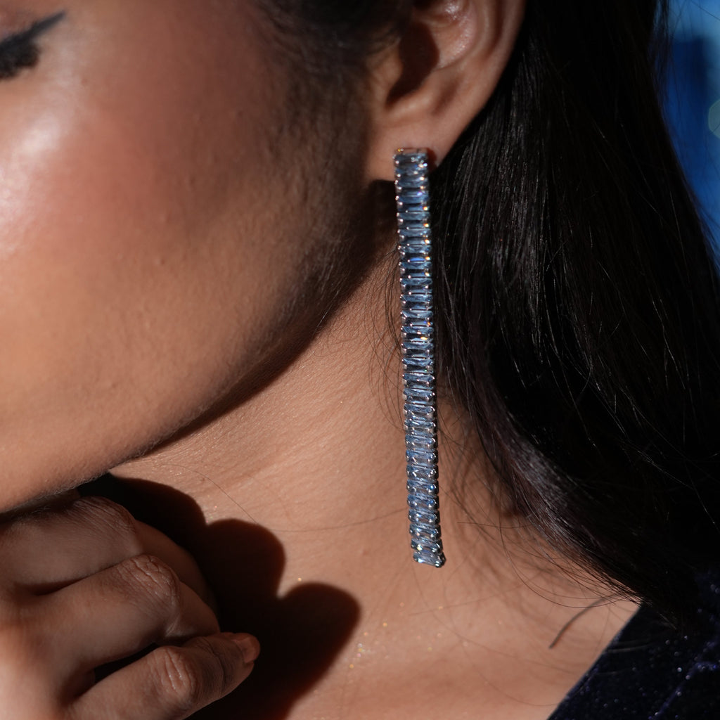 Noir Baguette Bar Drop Earrings