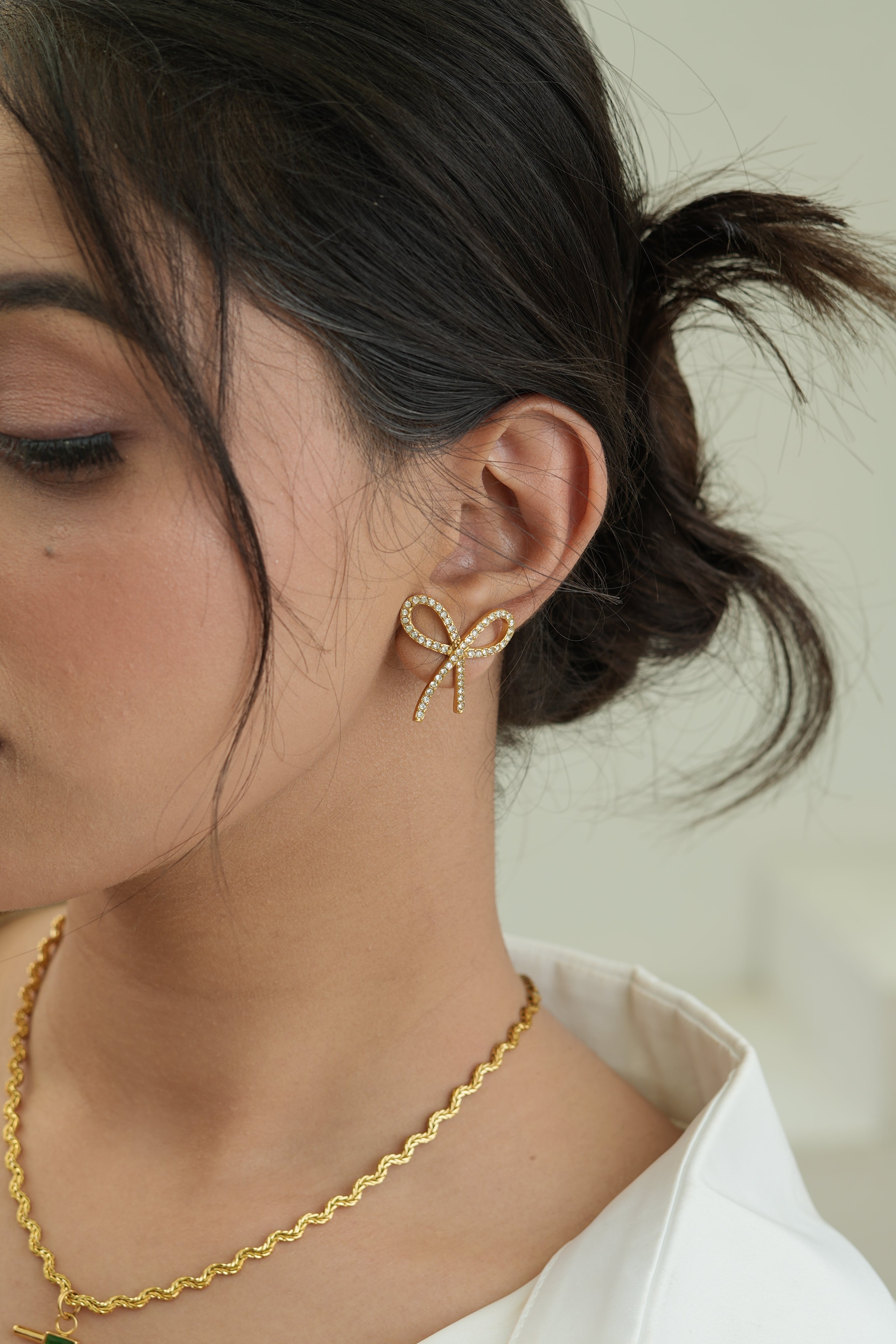 Crystal Bow Stud Earrings