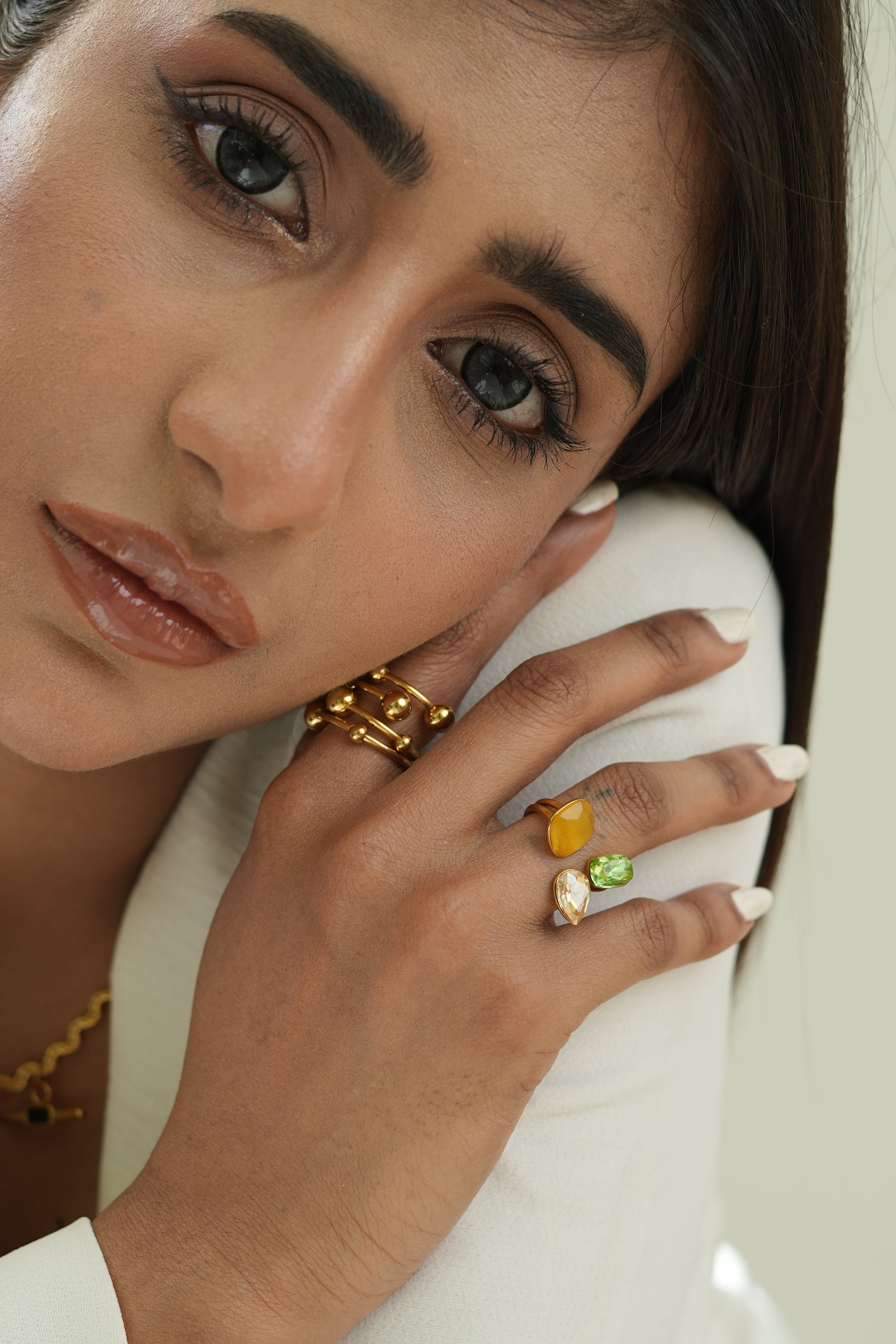Triple Stone Open Ring