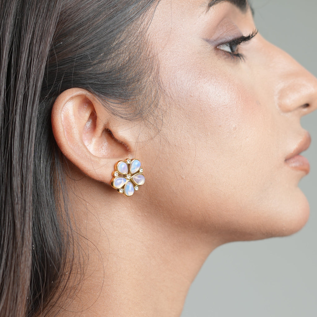 Moonstone Bloom Stud Earrings