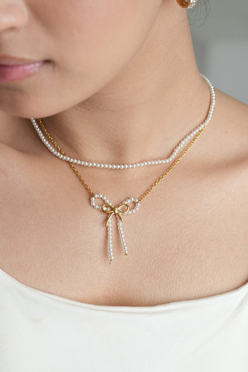 Belle Bow Beaded Necklace