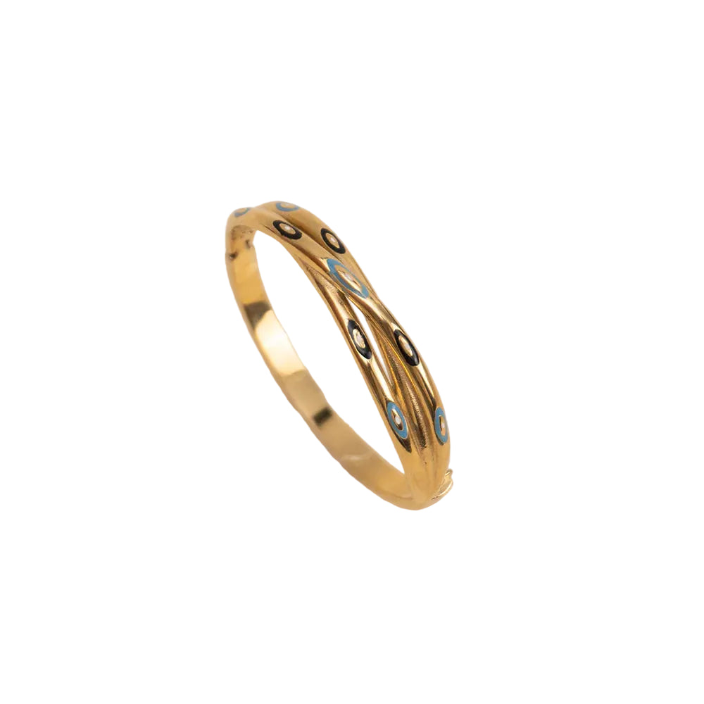 Gold Triple-Layer Eye Bangle