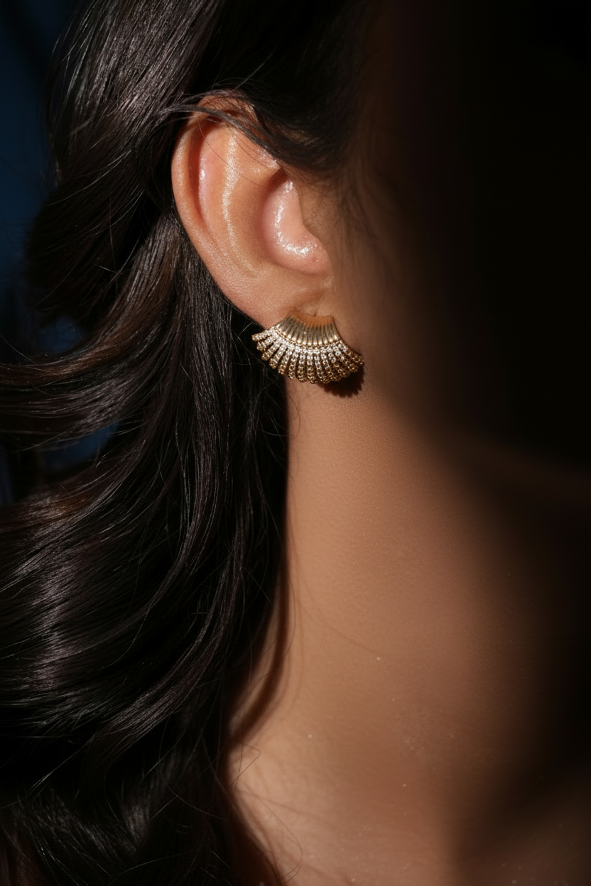 Crystal Fan Stud Earrings