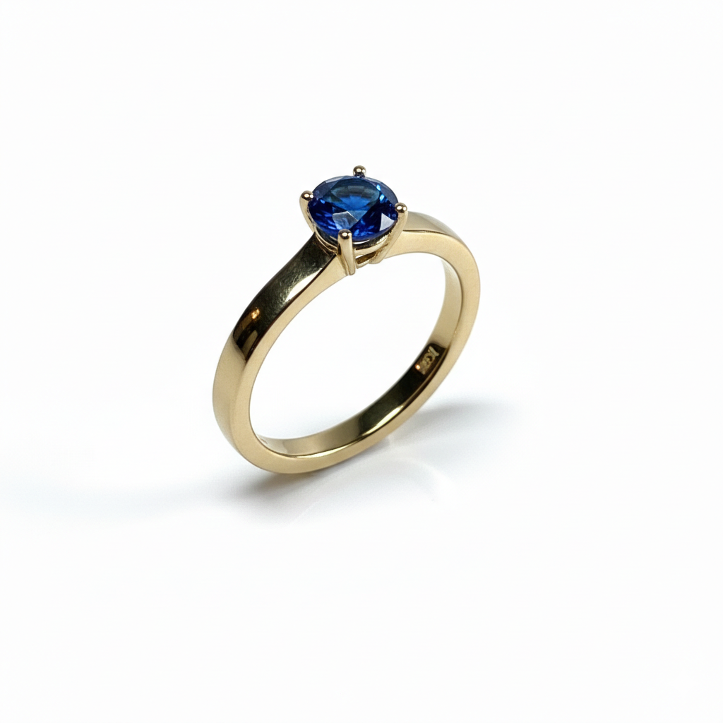 Classic Oval Blue Solitaire Ring