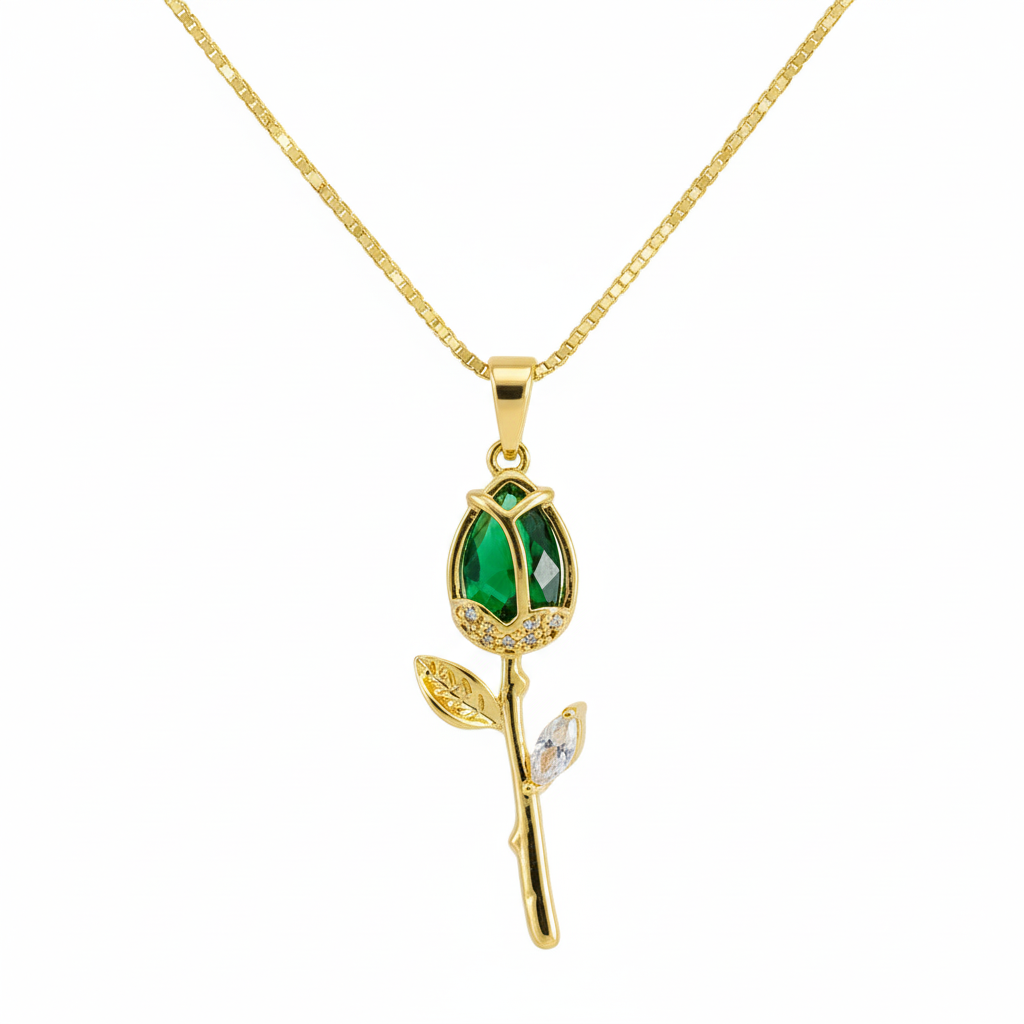 Diamond-Kissed Tulip Necklace