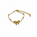 Gold Bow & Bead Charm Anklet