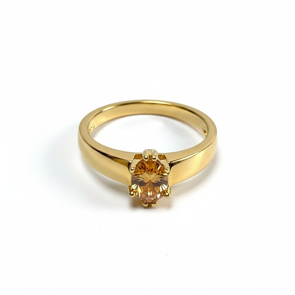 Vibrant Round Solitaire Gold Ring