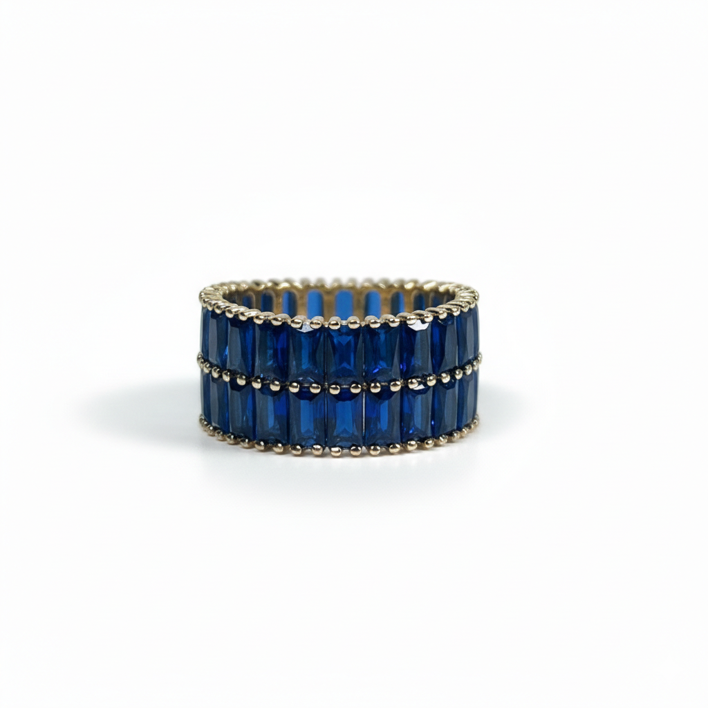 Double Row Blue Baguette Band