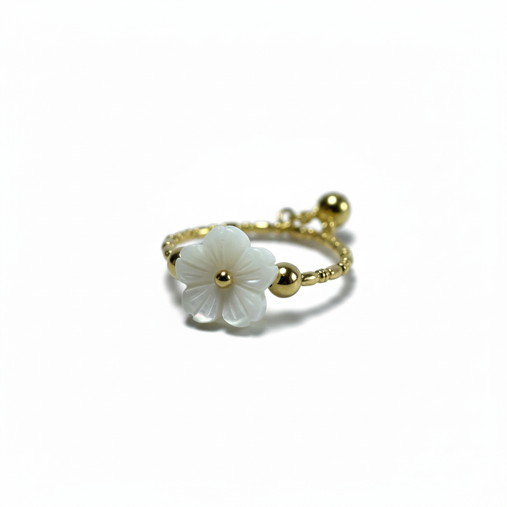 Mother of Pearl Flower Chain Ring