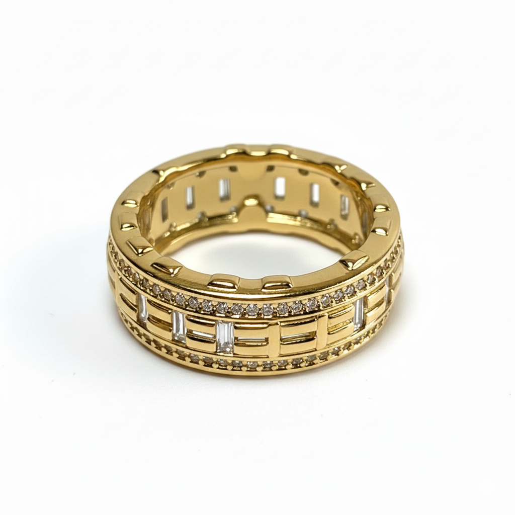 Wide Baguette Accent Pattern Band