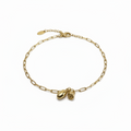 Gold Paperclip Anklet with Charms