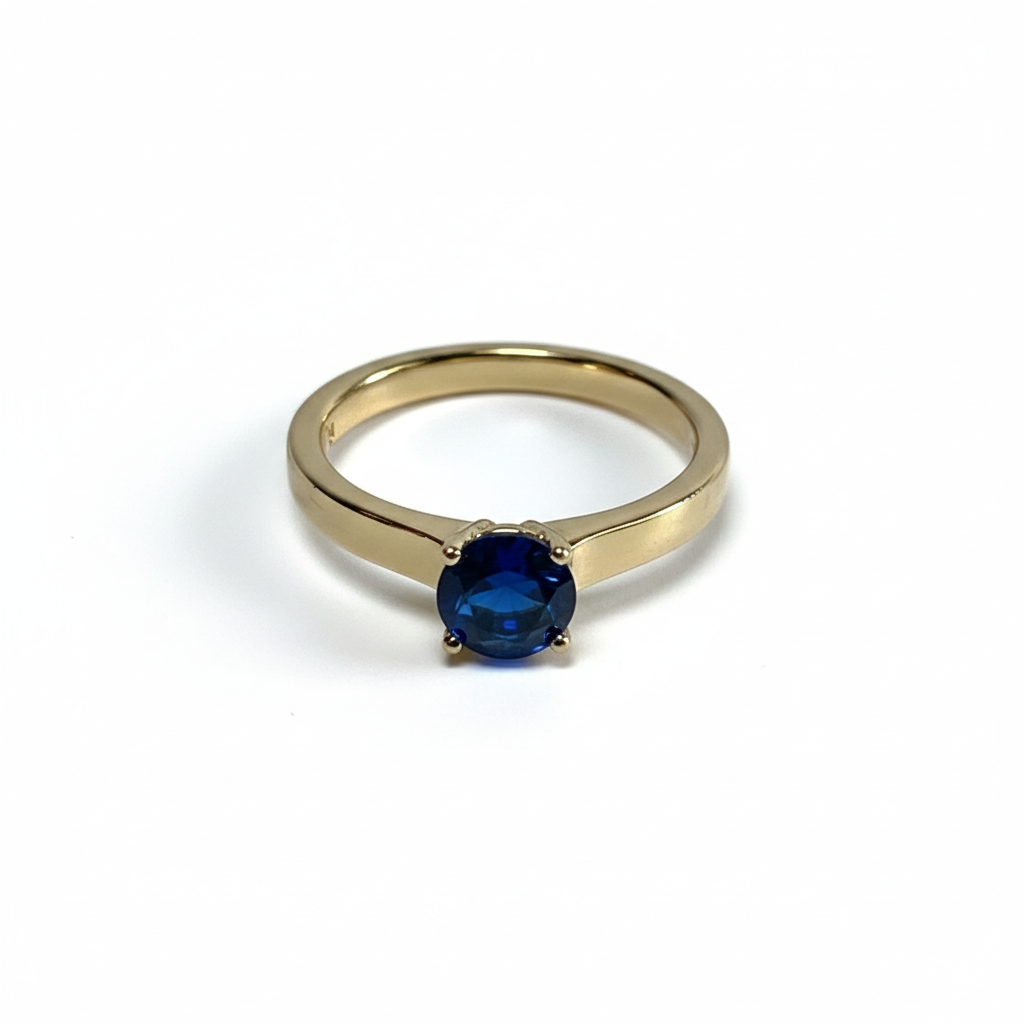 Classic Oval Blue Solitaire Ring
