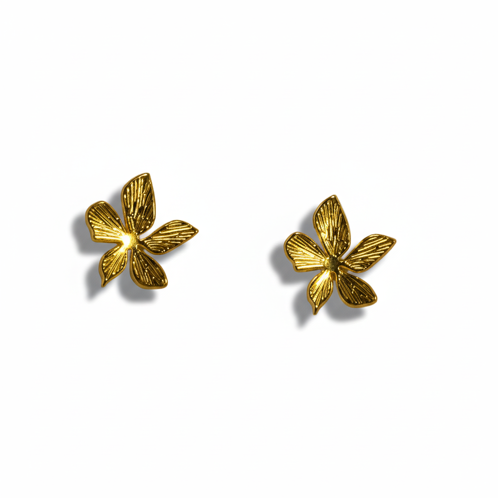 Gold Textured Lily Earrings