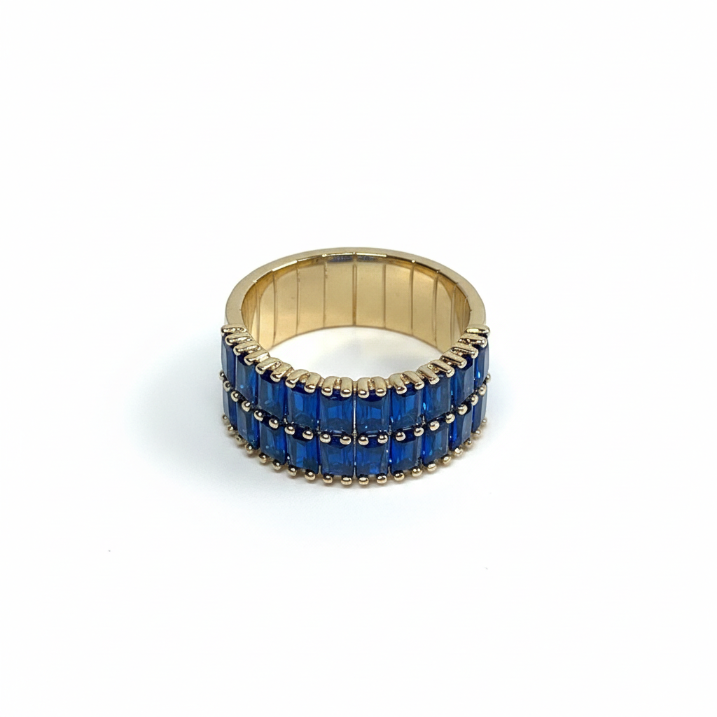 Double Row Blue Baguette Band