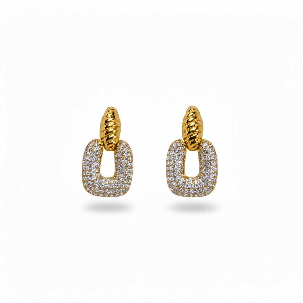Gold Pave Door Knocker Earrings