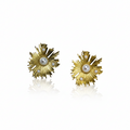 Gold Pearl Sunburst Earrings