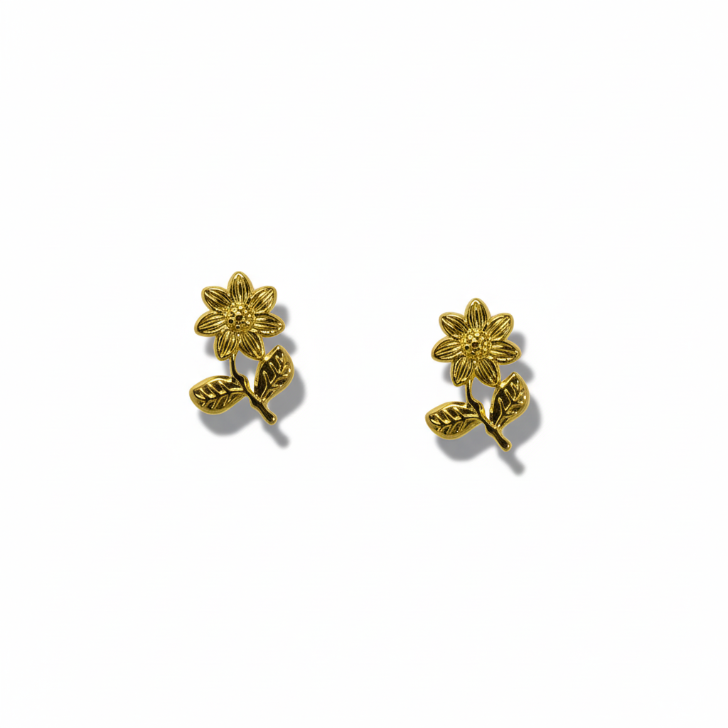Gold Sunflower Earrings