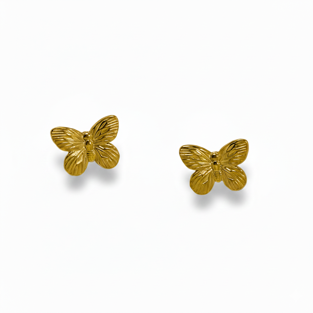 Gold Butterfly Stud Earrings
