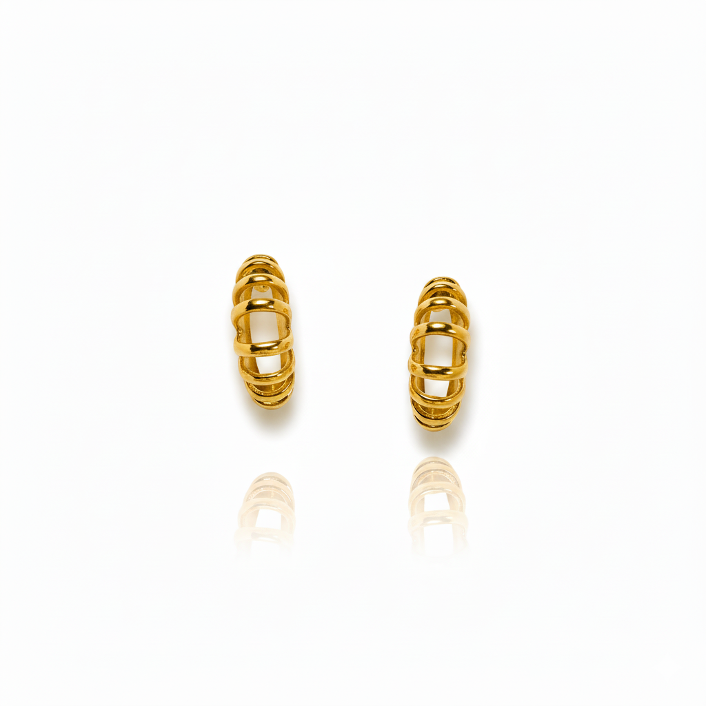 Gold Ribbed Hoop Earrings