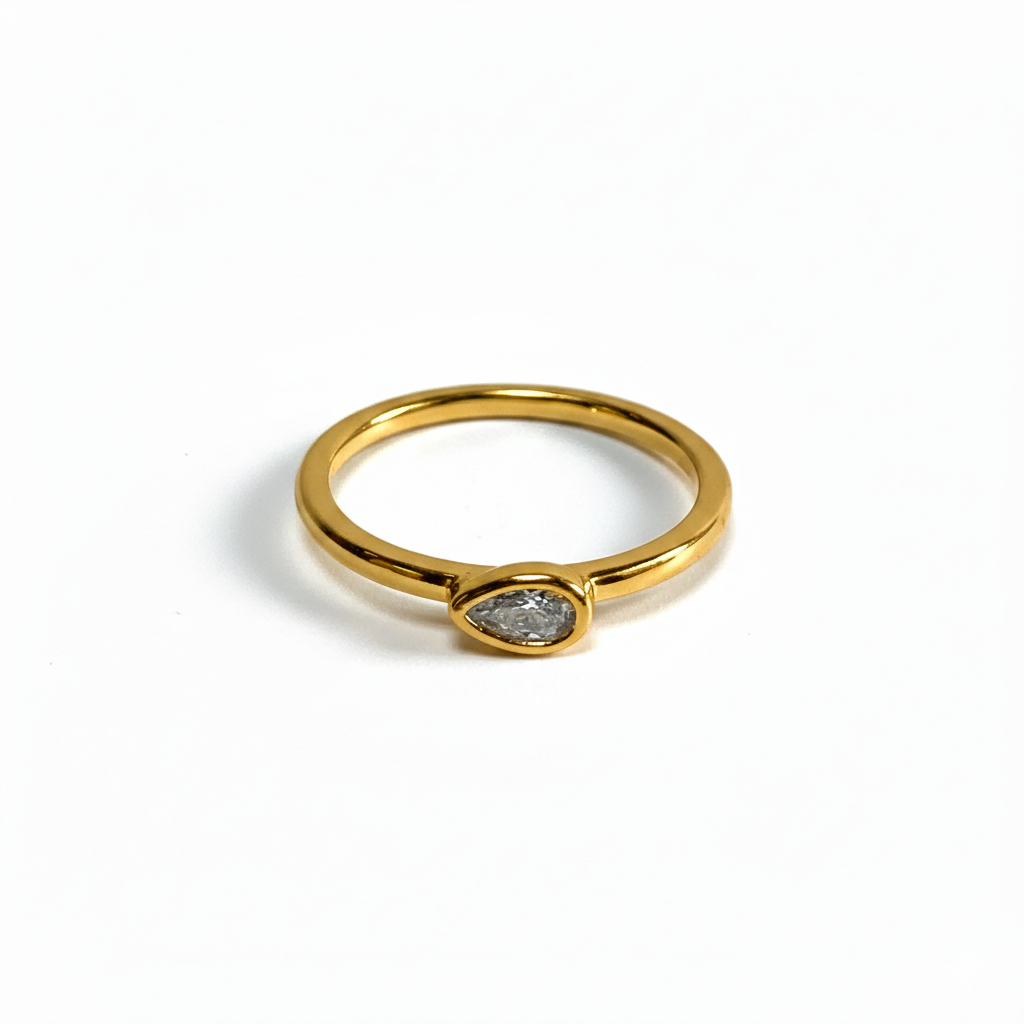 Minimalist Pear Bezel Ring