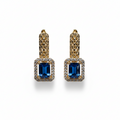 Gold Blue Crystal Halo Earrings
