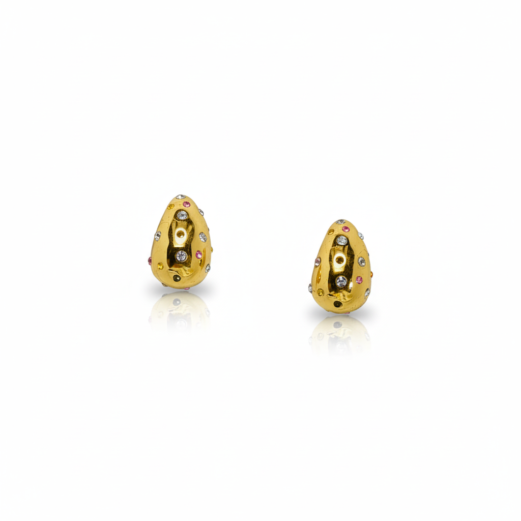 Gold Multi-Crystal Teardrop Earrings