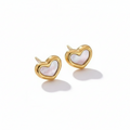 Gold Pearly Heart Studs