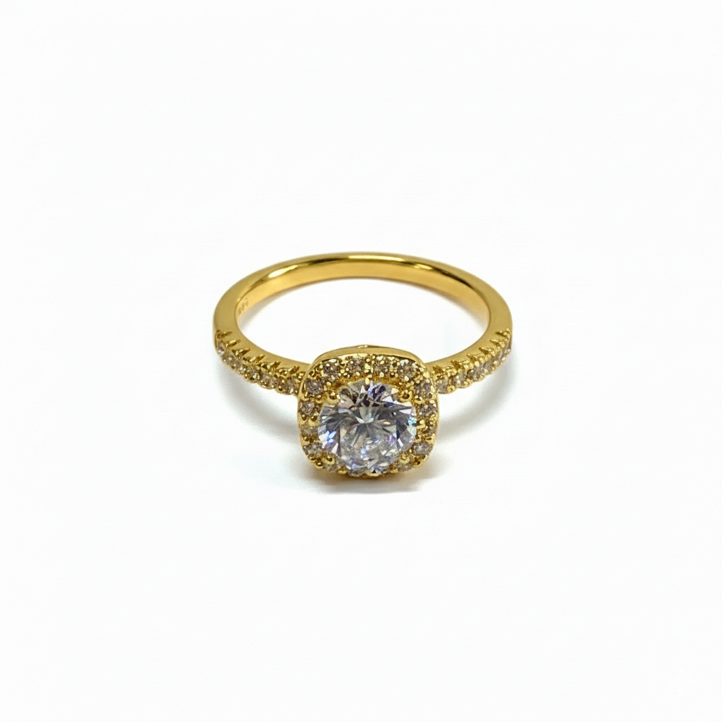 Dazzling Gold Halo Accent Ring