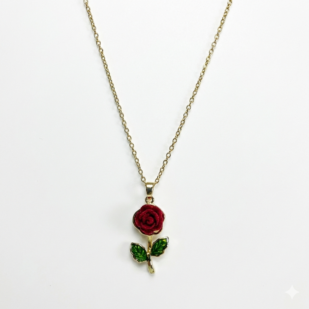 Velvet Rose Pendant Necklace