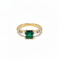 Square Green Stone Accent Ring
