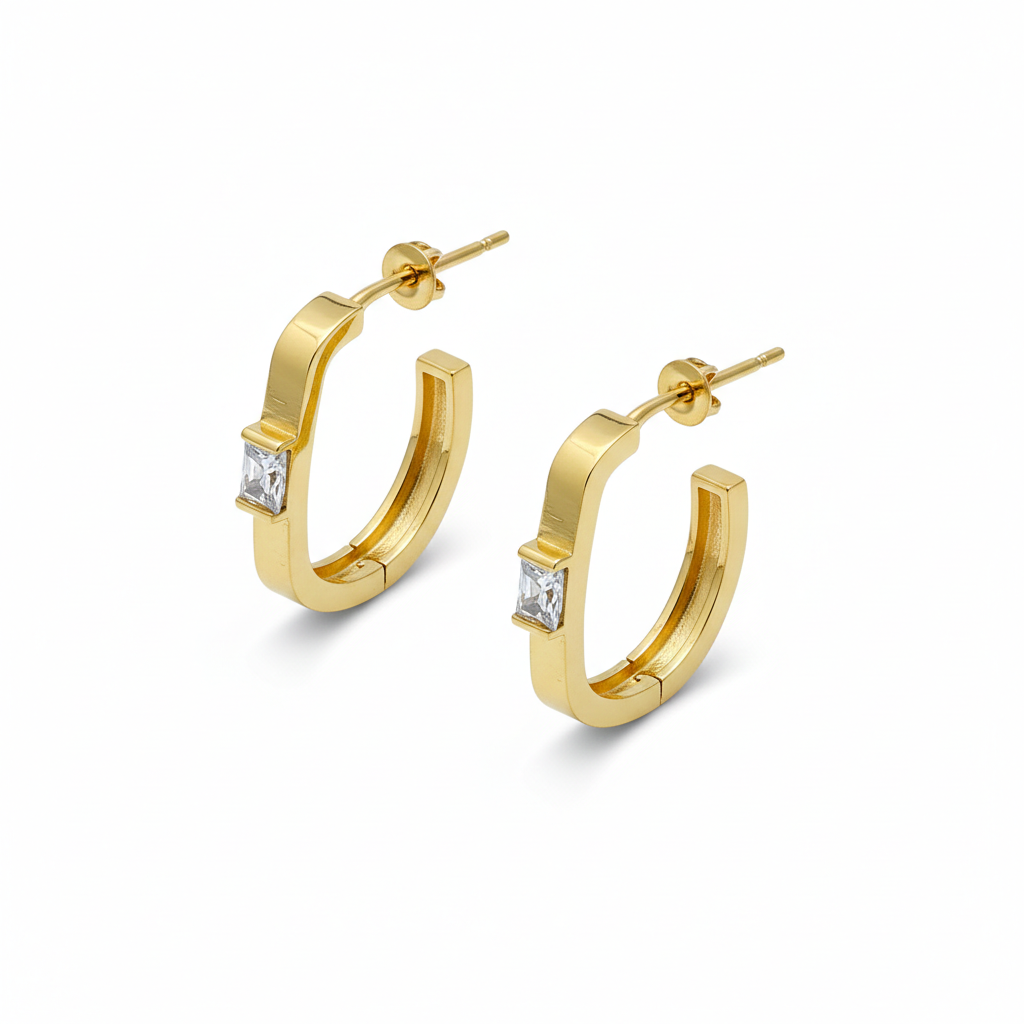 Gold Crystal Inset Hoops