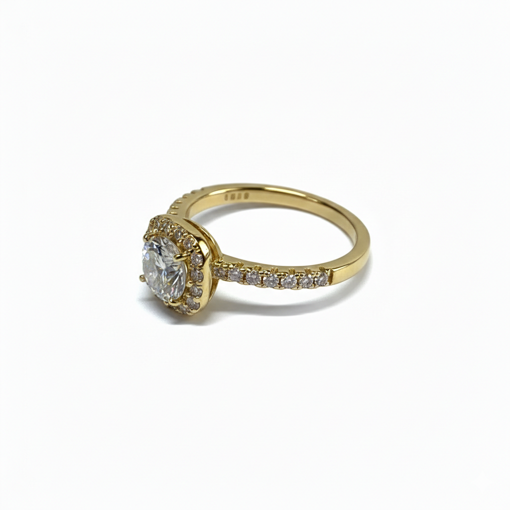 Dazzling Gold Halo Accent Ring