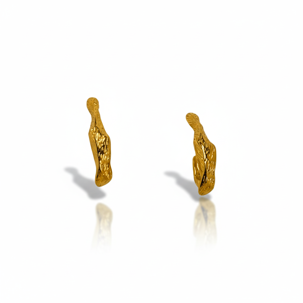 Gold Textured Abstract Earrings
