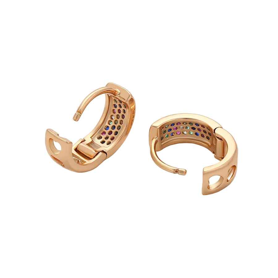 Gold Multi-Color Micro-Pave Huggies