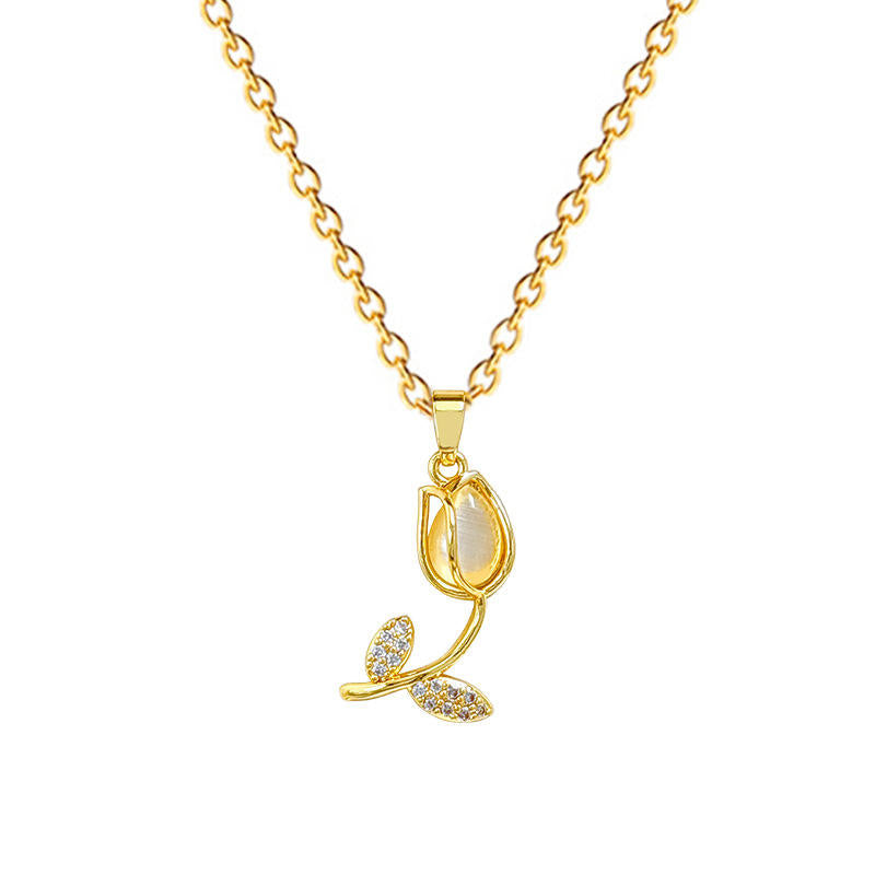 Diamond-Kissed Tulip Necklace