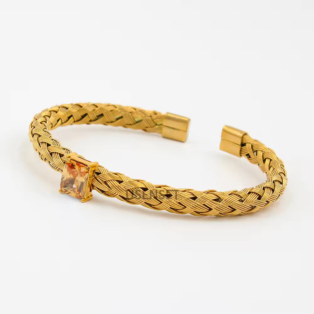 Champagne Braided Gold Cuff
