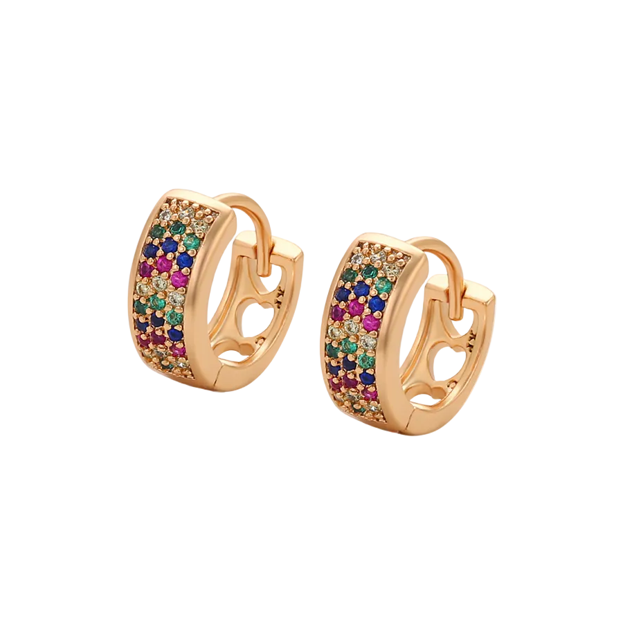 Gold Multi-Color Micro-Pave Huggies