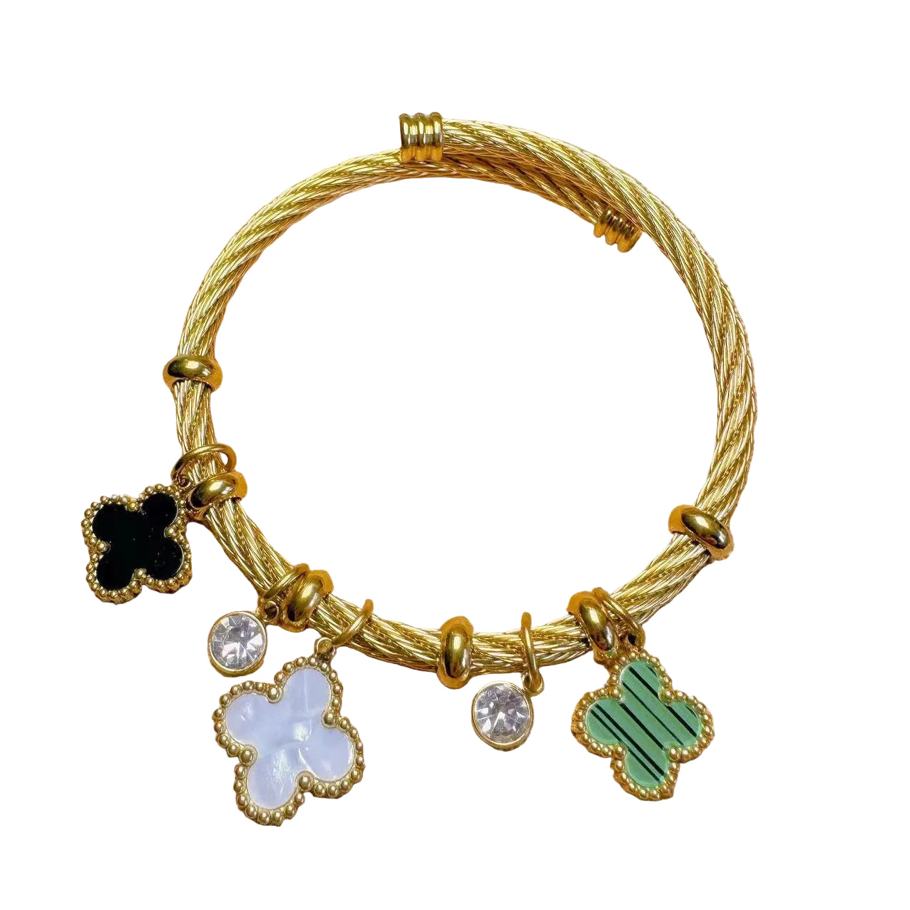 Gold Clover Charm Cuff