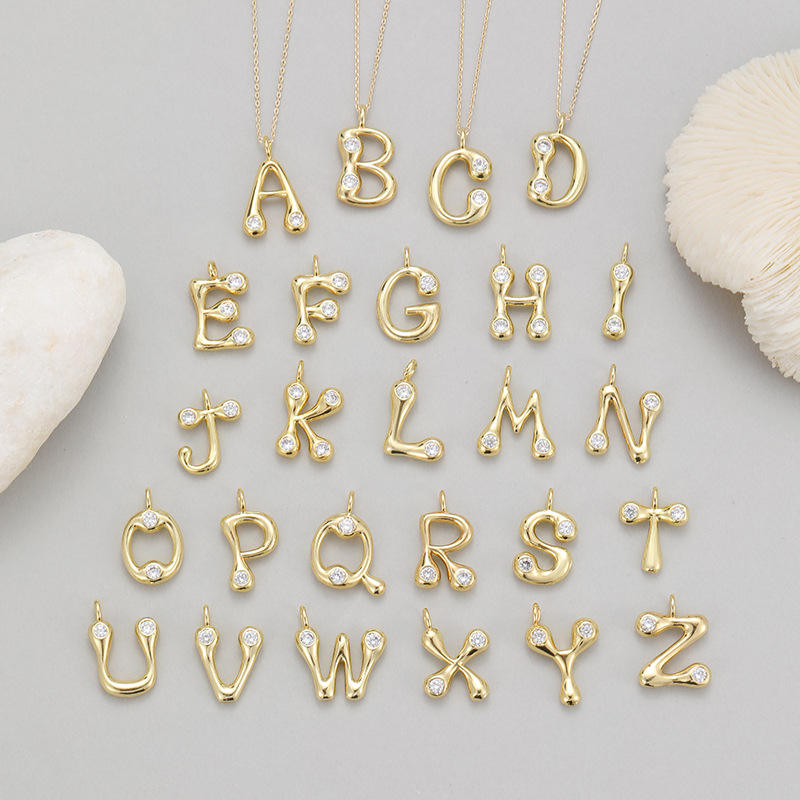 Gold Crystal Initial Necklace