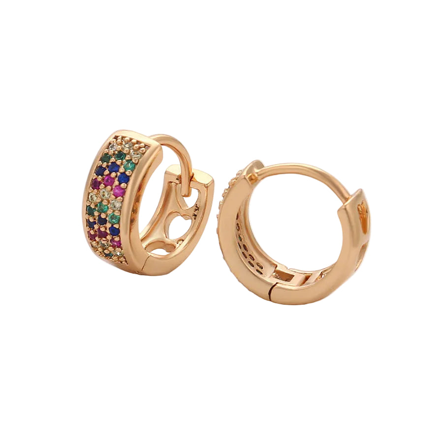 Gold Multi-Color Micro-Pave Huggies