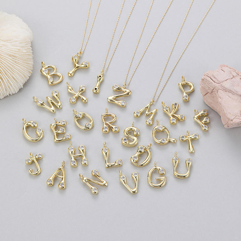 Gold Crystal Initial Necklace