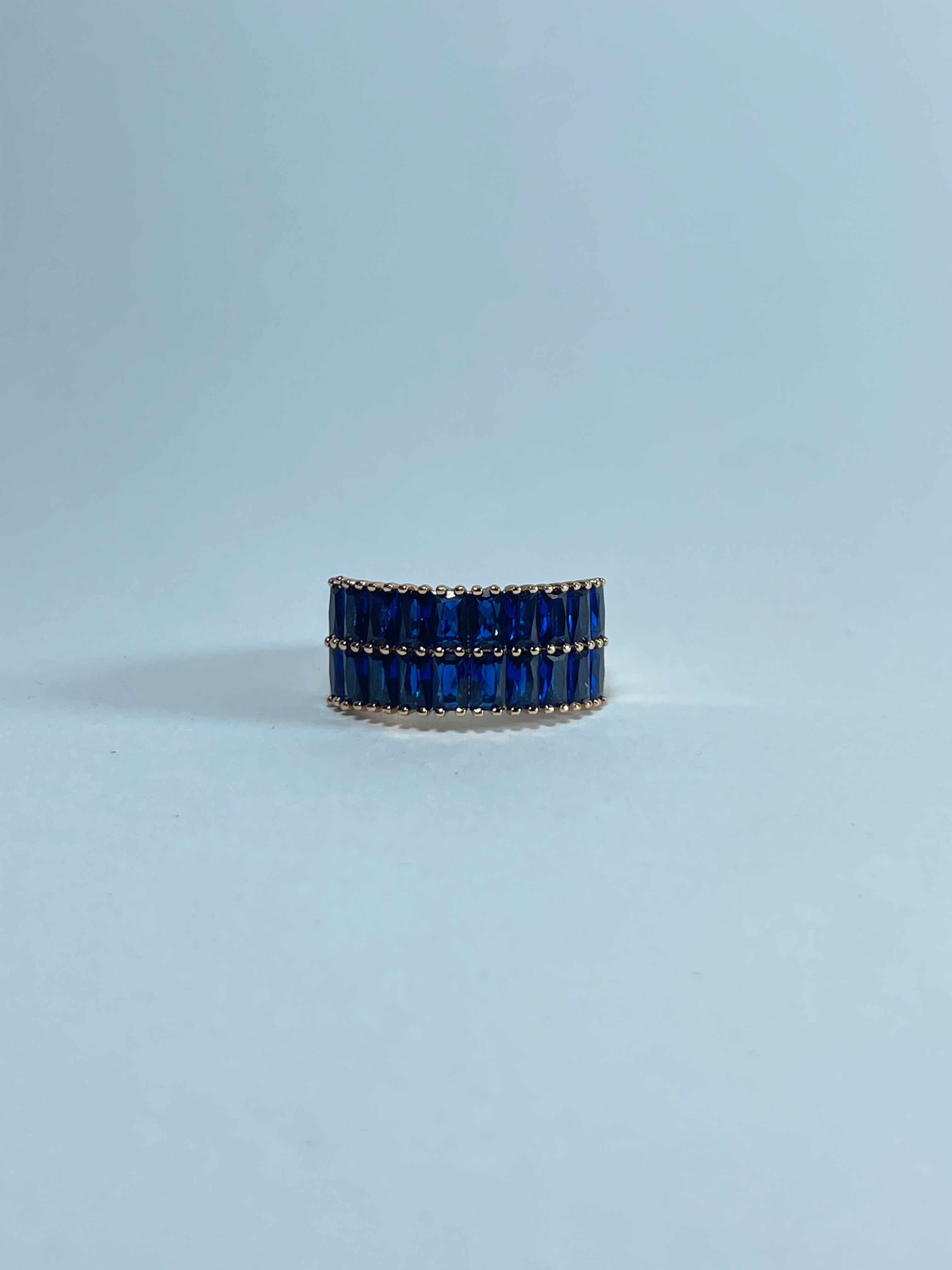 Double Row Blue Baguette Band